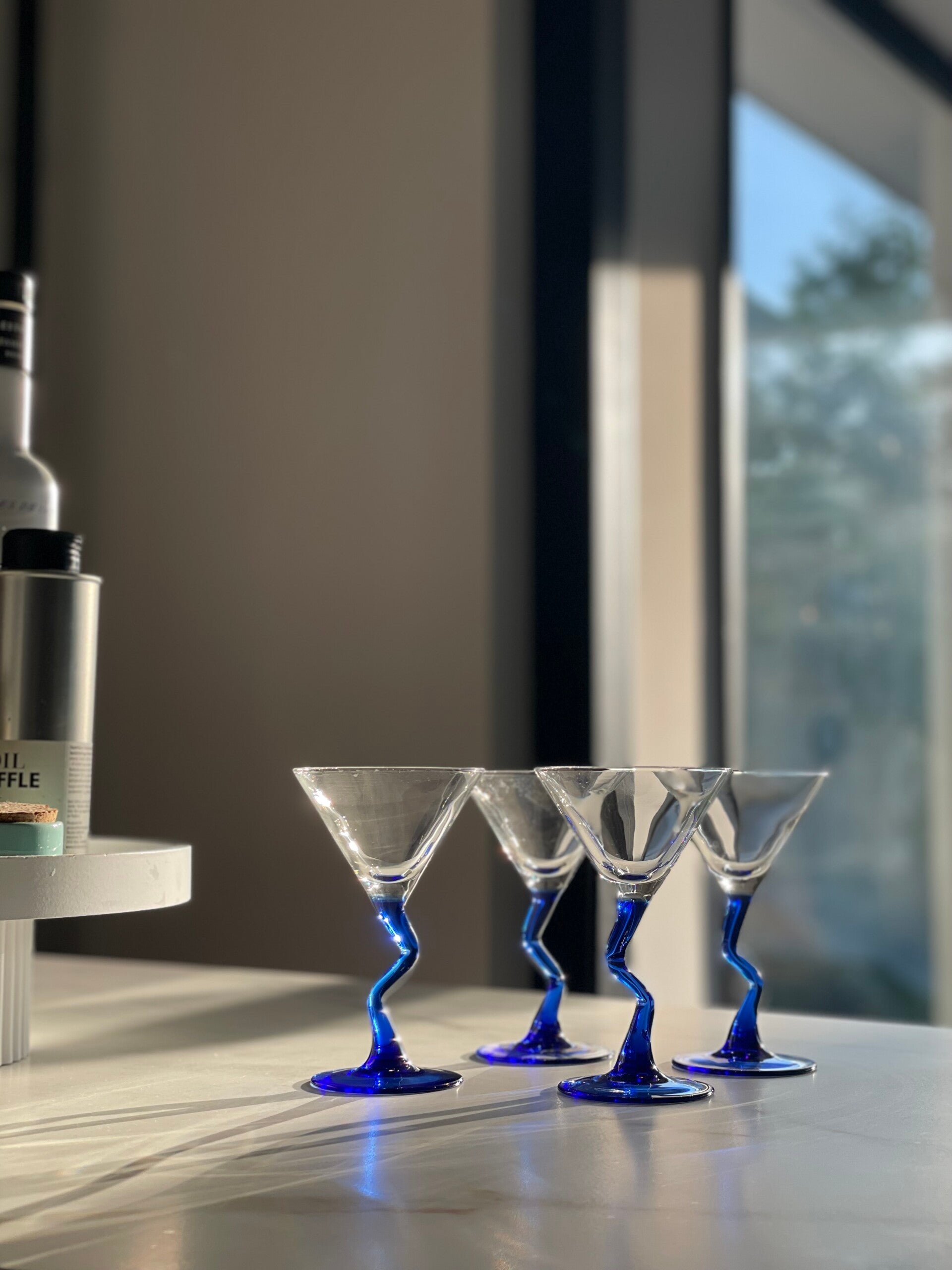 Vintage 4-delige set zigzag Martini cocktail coupes