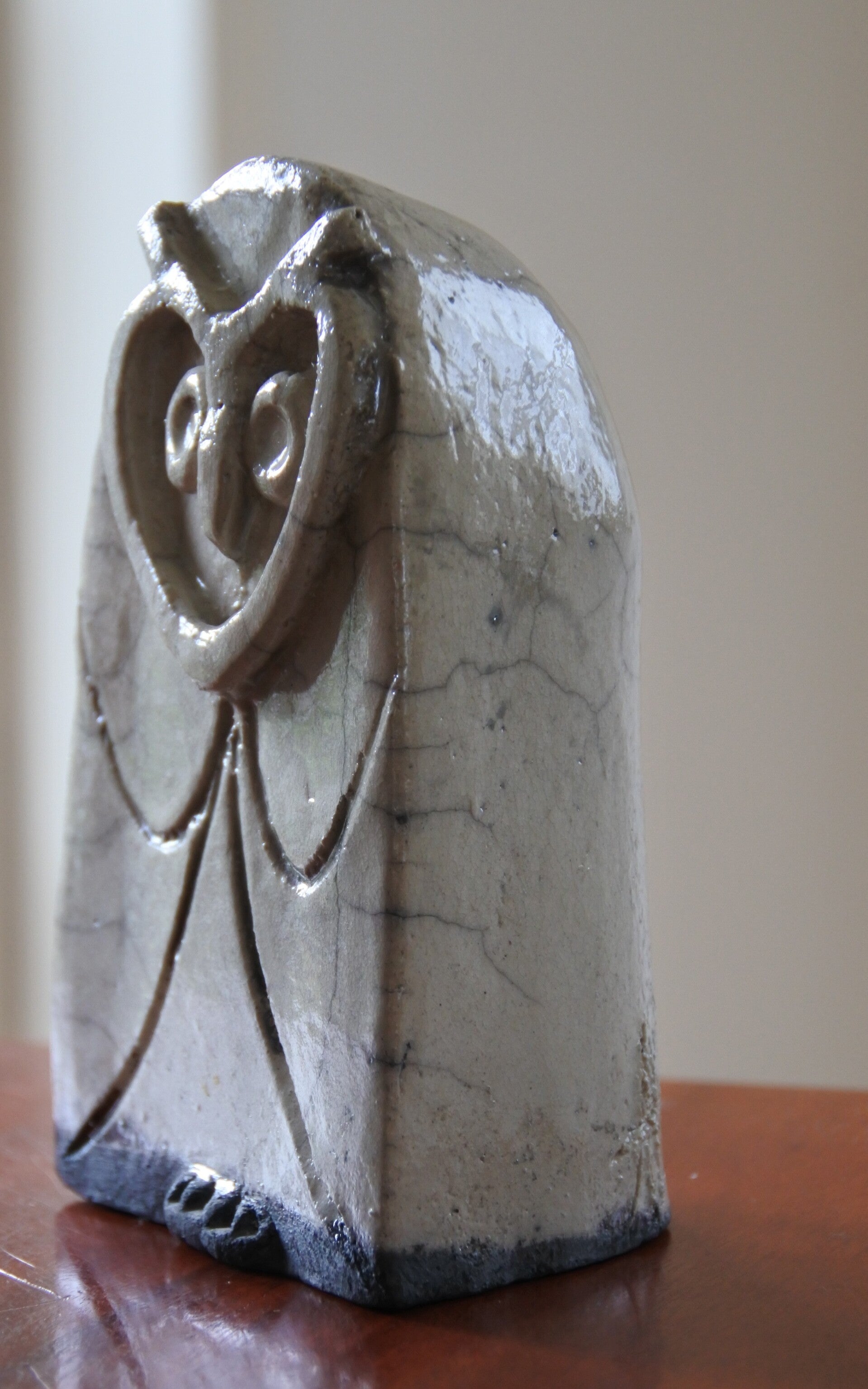 Vintage uilenbeeldje Raku