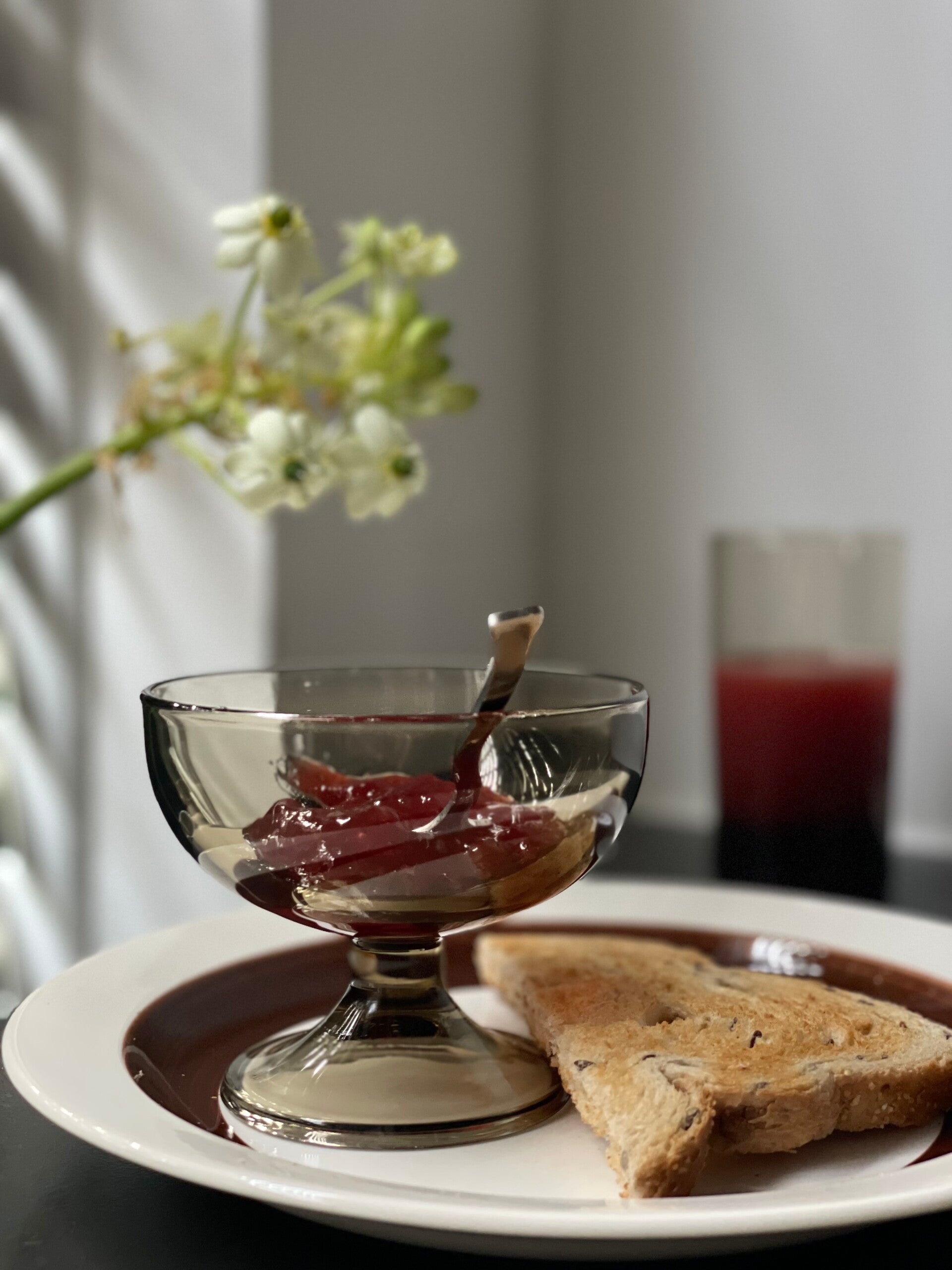 Vintage Arcoroc Coupe set van 3 in rookglas