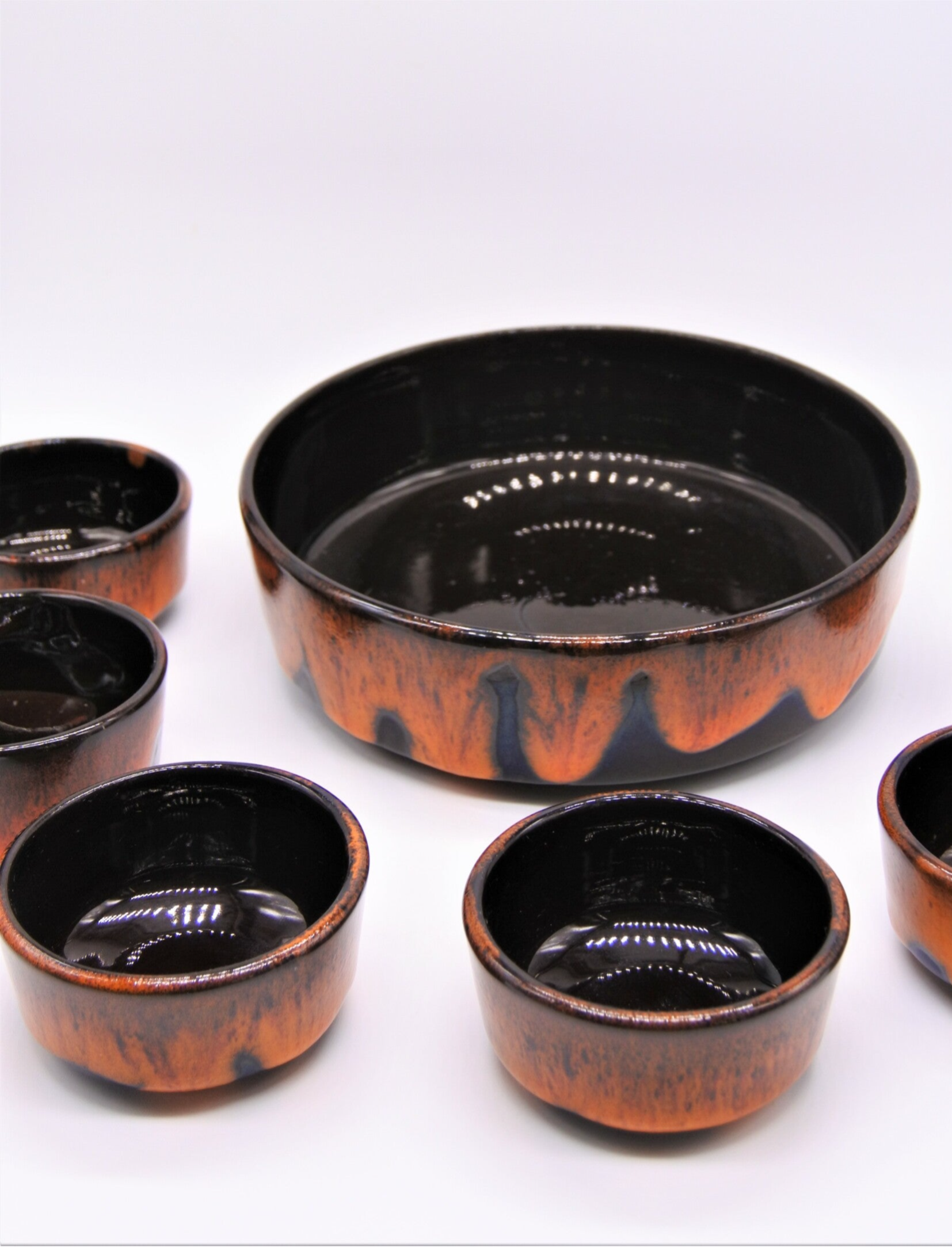 Vintage snackset met prachtig oranje fat lava 7-delig