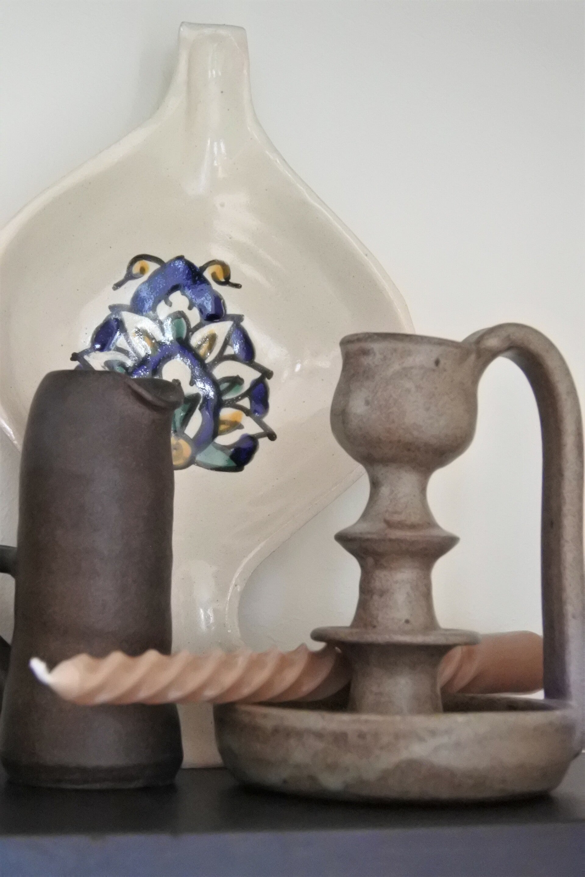 Vintage kandelaar in mooie taupe kleur