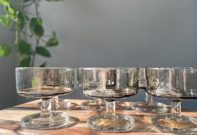 Vintage coups Arcoroc op voetje (6-delig)