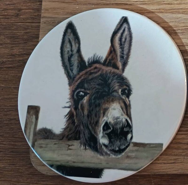 Ceramic coaster ' Say Hello" Donkey