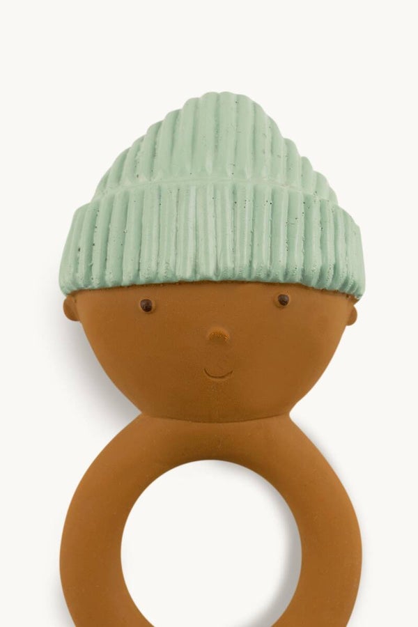 Bijtring baby met muts - ALMOND