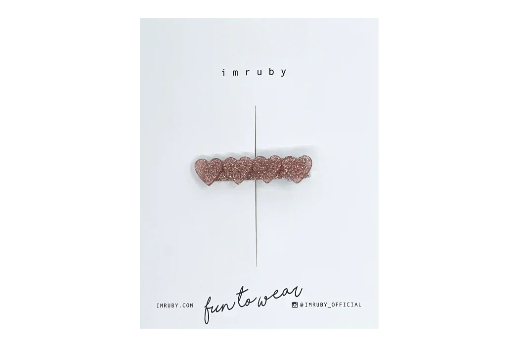 Haarclip hartjes NICOLE - bruin/glitter