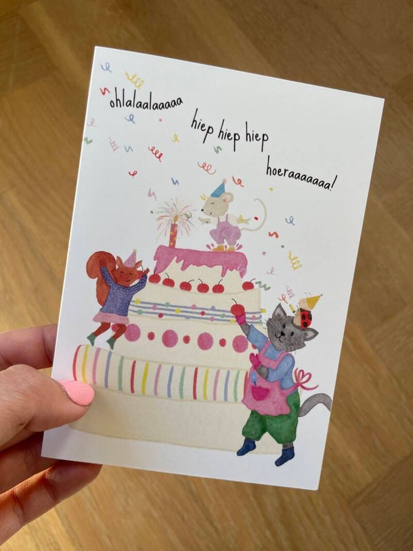 ohlalaalaaaa hiep hiep hoeraaa! - dubbele wenskaart