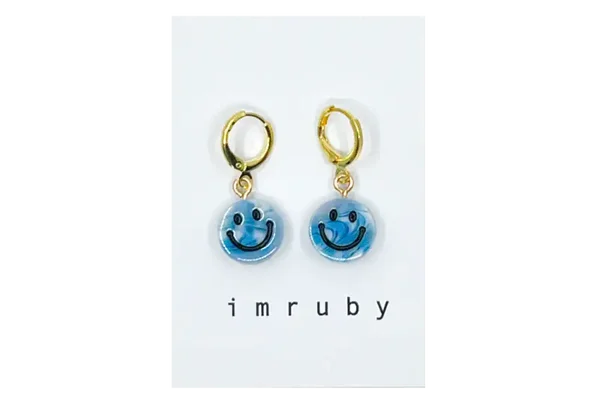 Oorbellen smiley IZZY - blauw