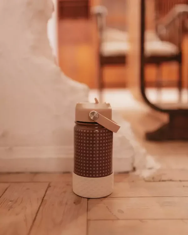 Drinkfles - vintage vierkantjes