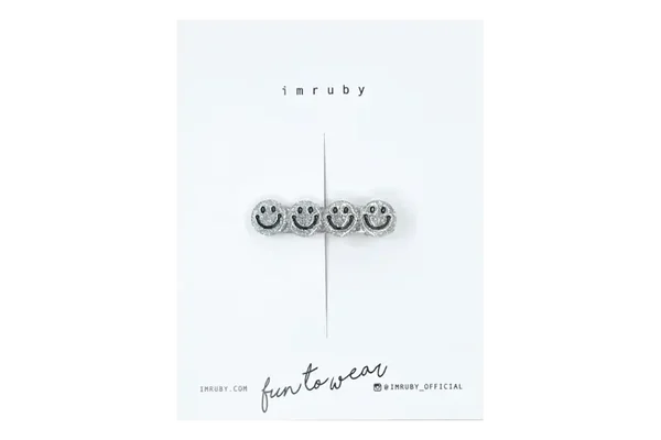 Haarclip smiley ALICE - zilver