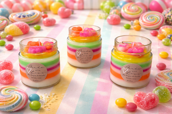bougies bonbon arc en ciel