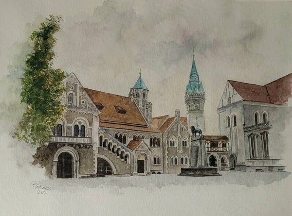 Original Zeichnung - Burgplatz -
