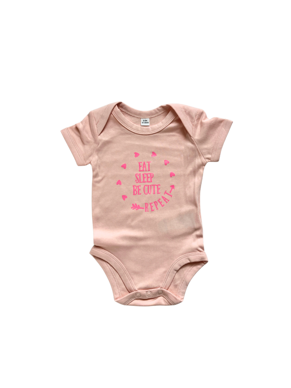 Babyromper Eat sleep be cute - roze