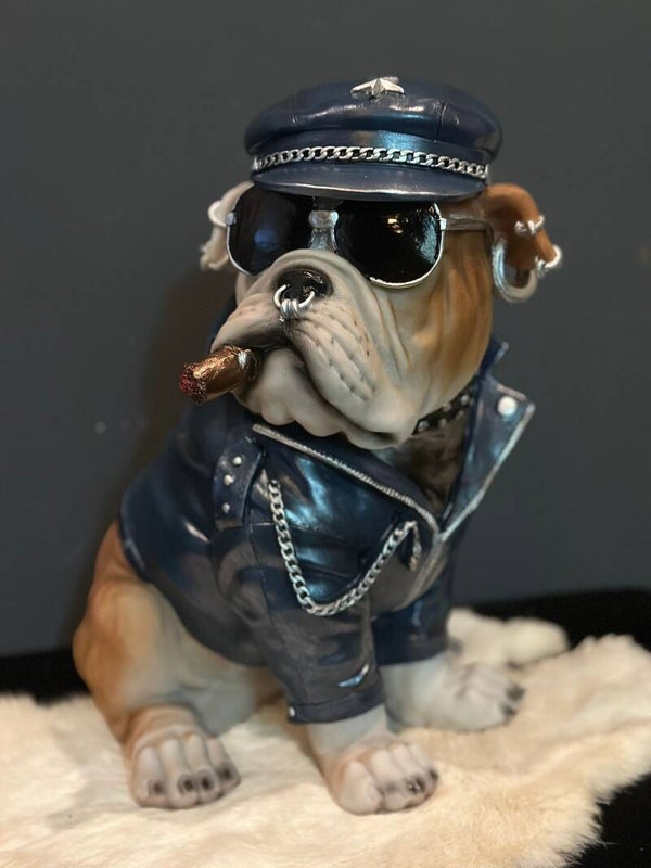 Engelse Bulldog Biker zittend