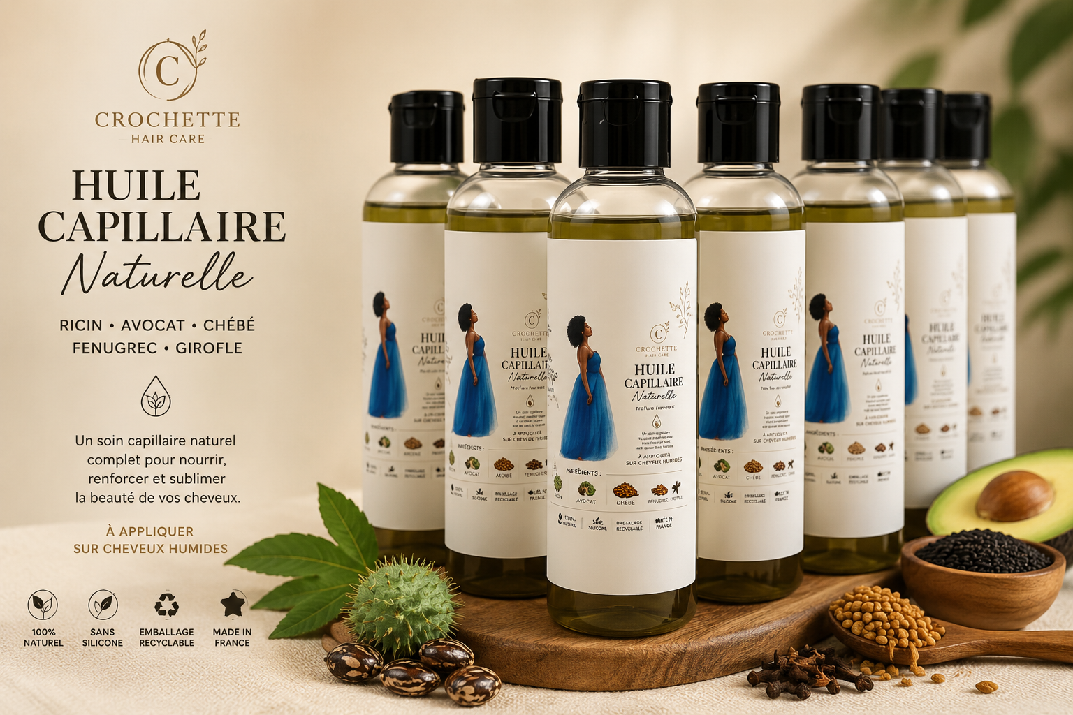 Huile capillaire naturelle