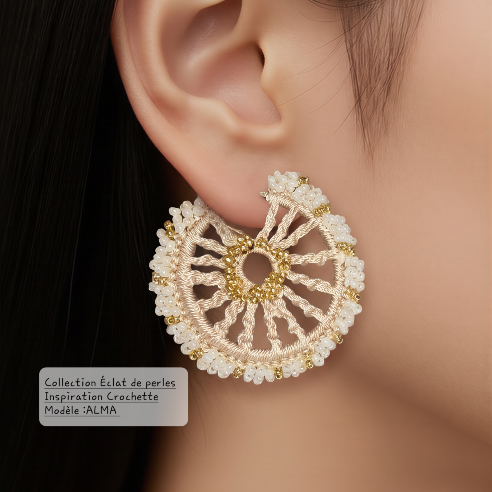 Boucles d'oreilles ALMA-beige-