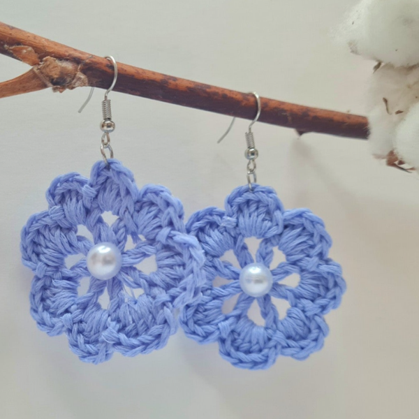 Boucles d'oreilles-Rosalie bleu clair-