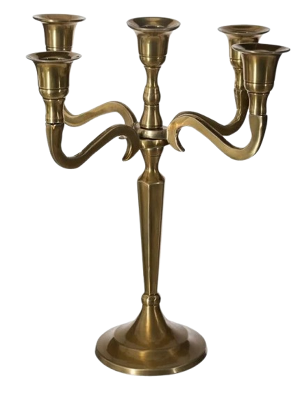 Bougeoir métal or, 5 têtes