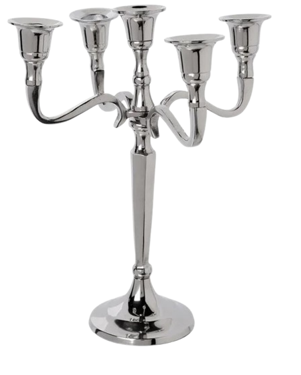 Bougeoir métal argent, 5 têtes