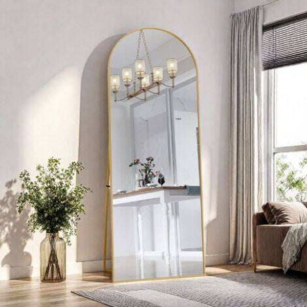 Miroir doré rond