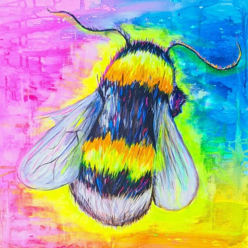 The Rainbow Queen Bee / 50 x 50cm / Acrylic on 3D canvas / Price: 190€