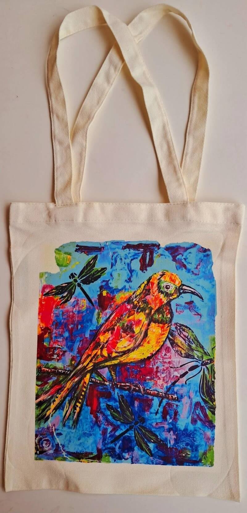 Take my original artwork out of the gallery and into your daily routine. This canvas tote bag features a high-definition reproduction of my vibrant painting  Price at  15€
