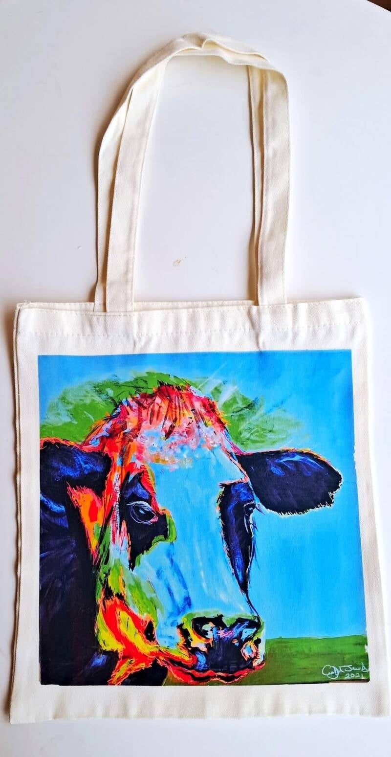 Take my original artwork out of the gallery and into your daily routine. This canvas tote bag features a high-definition reproduction of my vibrant painting  Price at  15€
