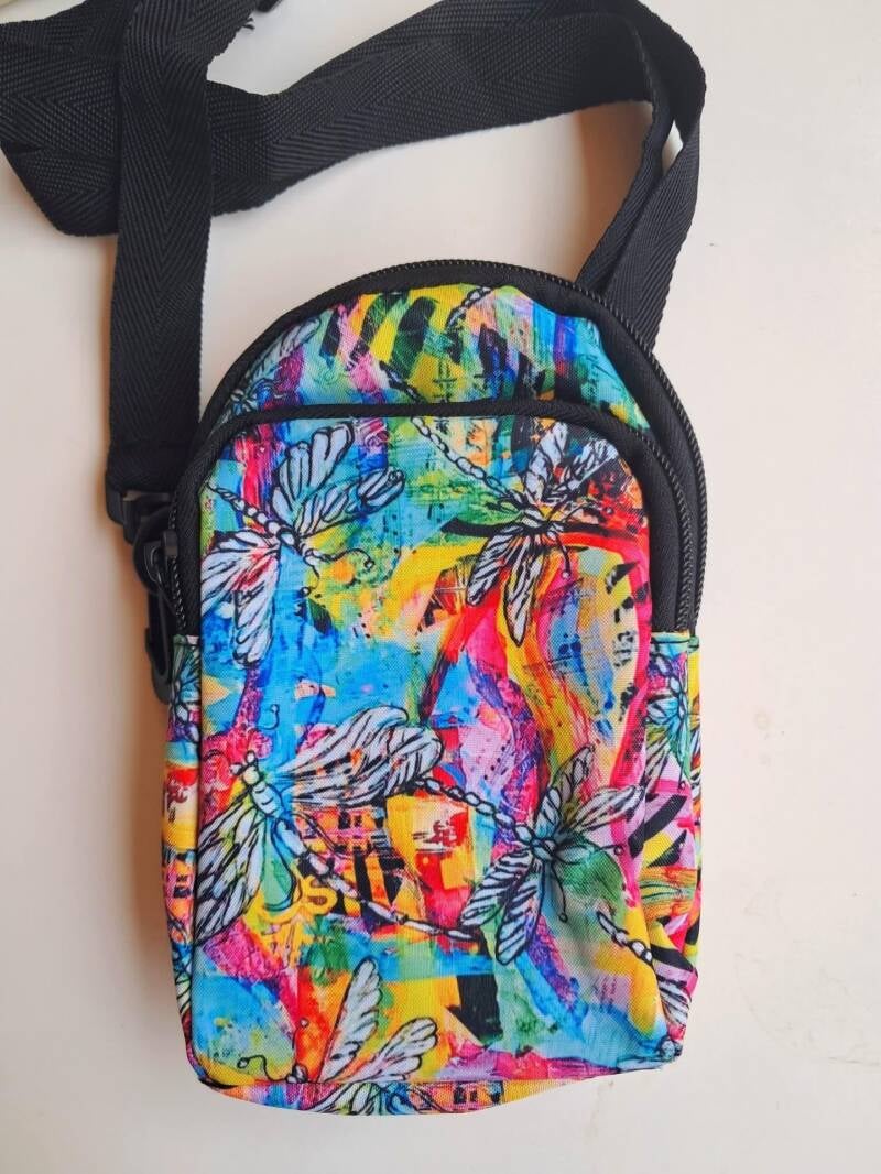 Nature-Inspired Phone Crossbody Compact 18x12cm dual-pocket bag with original artwork and adjustable strap for essentials. Price 25€