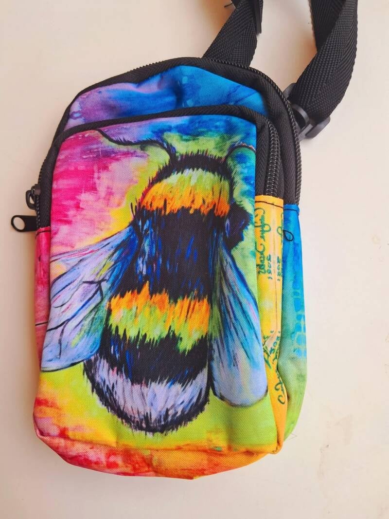 Nature-Inspired Phone Crossbody Compact 18x12cm dual-pocket bag with original artwork and adjustable strap for essentials. Price 25€