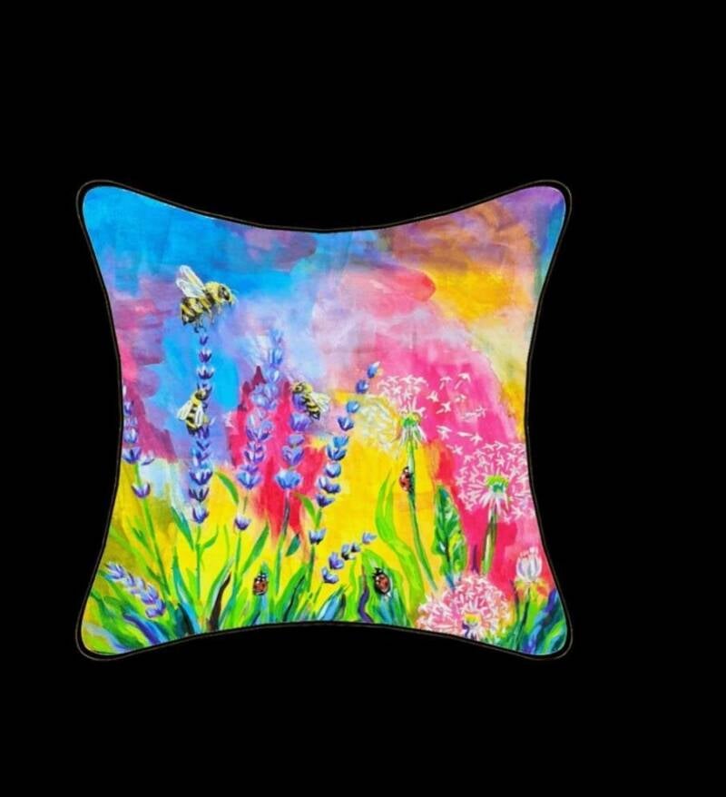 Nature-Inspired Cushion Cover  Add a vibrant pop of colour to your home with this ultra-soft, plush 45x45cm cushion cover featuring original artwork and a hidden zipper (insert not included). Price 20€