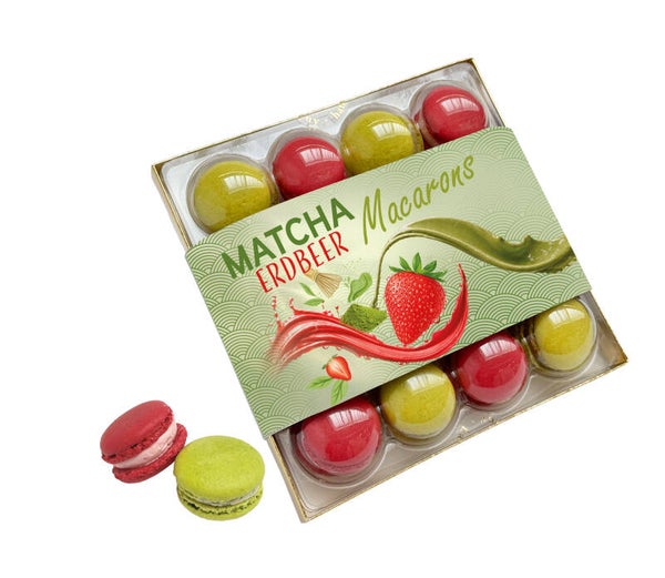 Präsentpackung Macarons Matcha und Erdbeer  - 9,48€/Stück