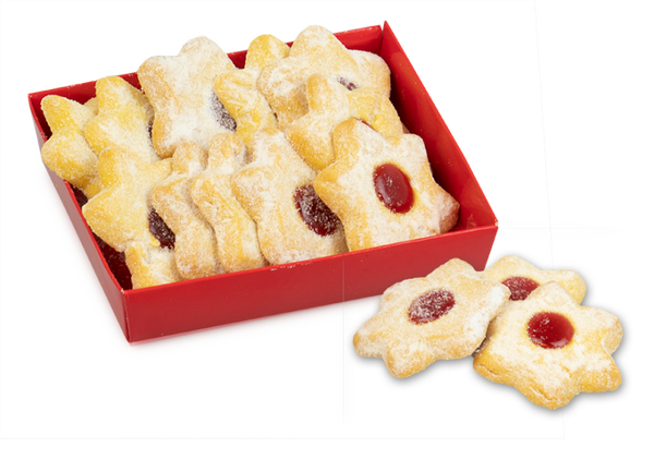 Fruchtgebäcksterne in roter Schale - 4,84€/Stück