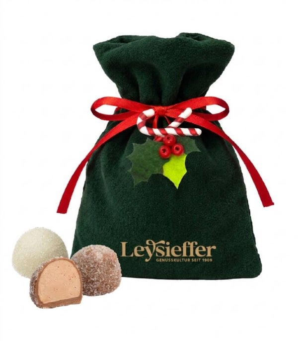 LEY SAMTSÄCKCHEN GRÜN MIT ZUCKERSTANGENANHÄNGER - 3,68 / STÜCK