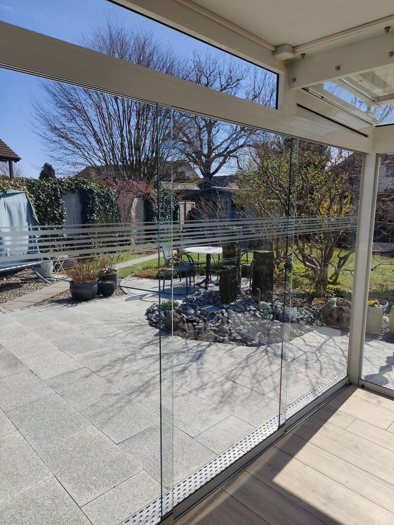 Wintergarten Glasdekor von Innen