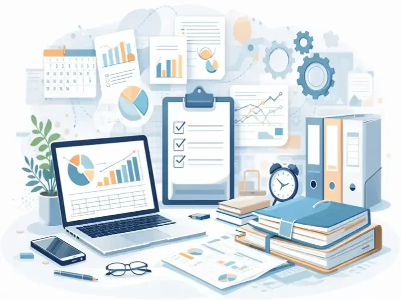 Illustration d’un bureau organisé représentant une secrétaire indépendante en gestion administrative et externalisation pour TPE et PME à Villeneuve-sur-Lot.