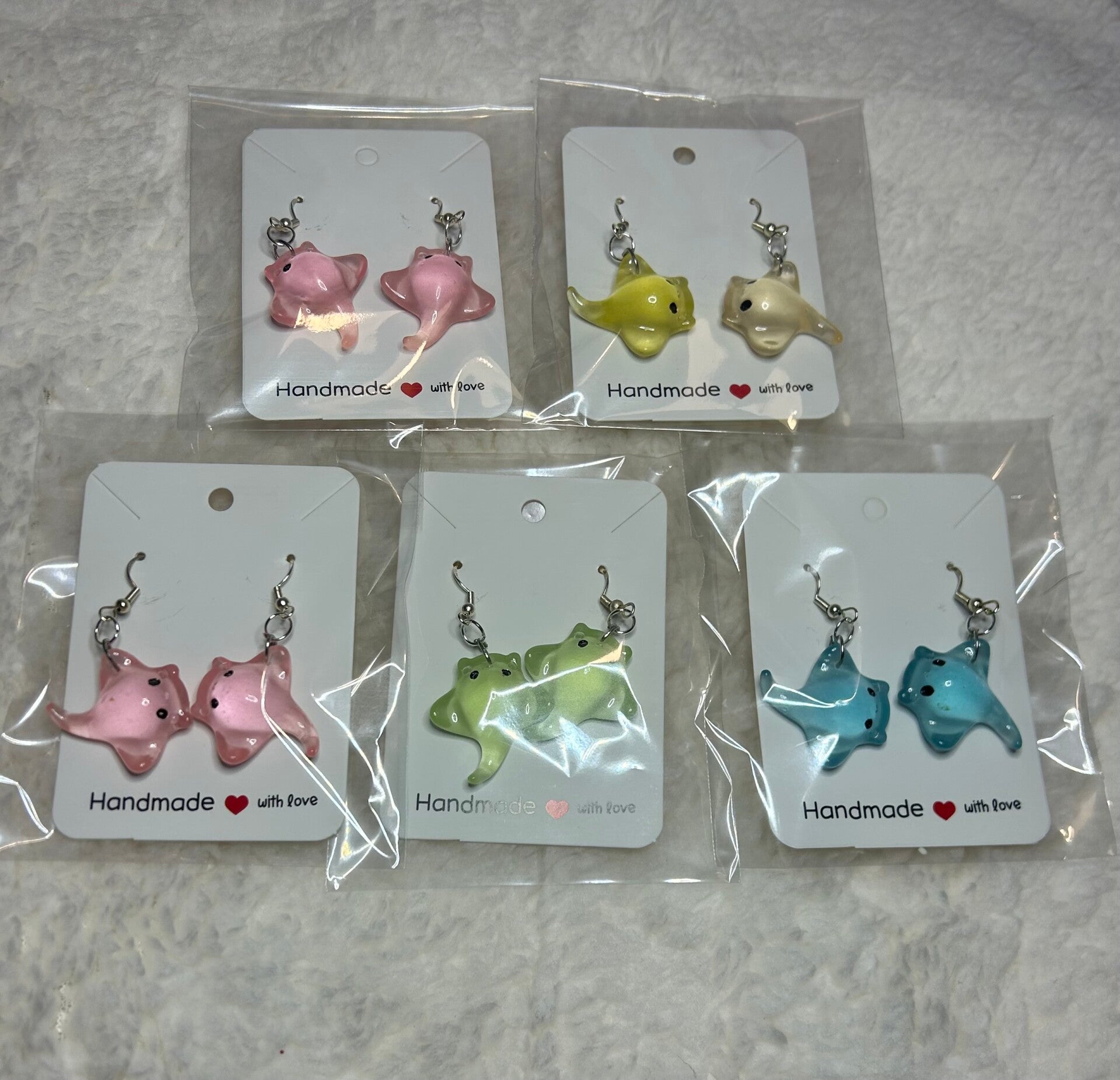 Glow in the dark stingray earrings