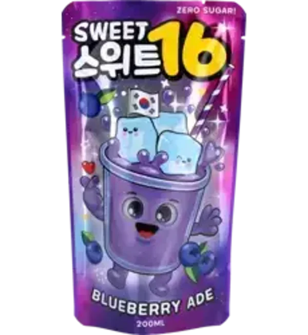 SWEET16 BLUEBERRY ADE ZERO SUGAR KOREAN POUCH DRINK