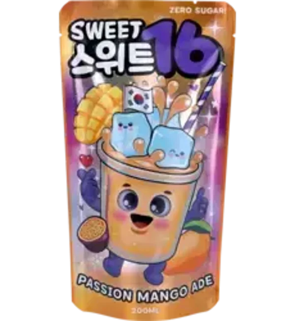 SWEET16 PASSION MANGO ADE ZERO SUGAR KOREAN POUCH DRINK