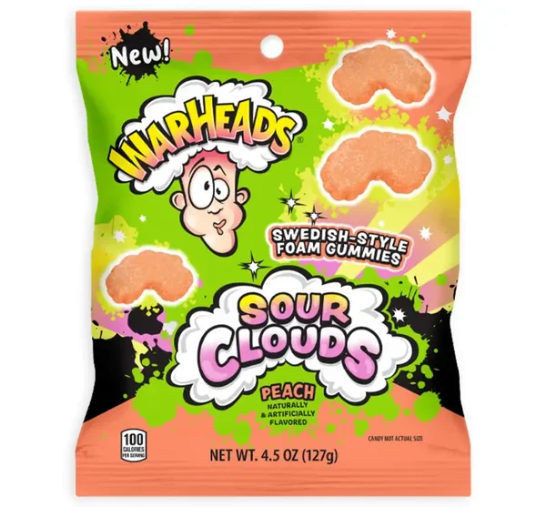 WARHEADS SOUR CLOUDS PEG BAG PEACH