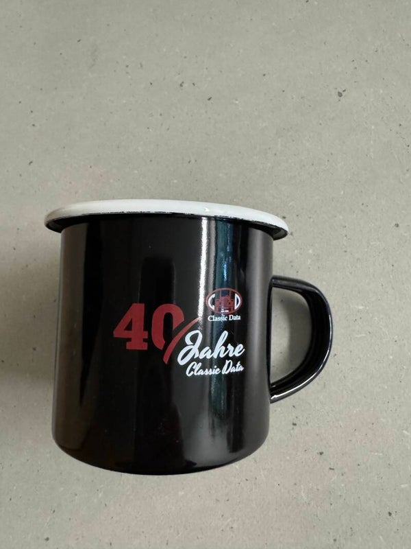 Retro Emaille Becher "40 Jahre Classic Data"