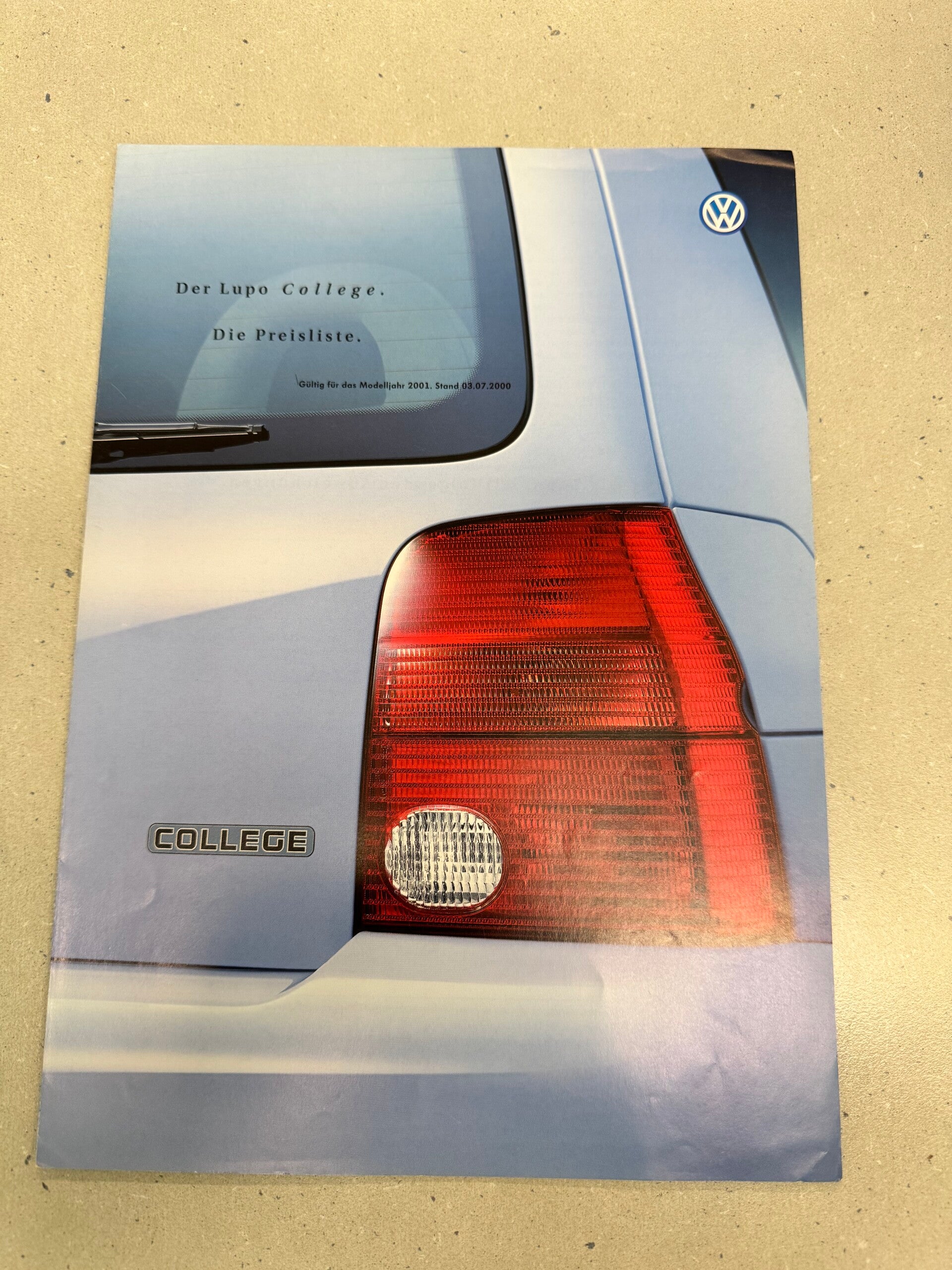 Der Lupo College- Preisliste (Gültig für das Modelljahr 2001)