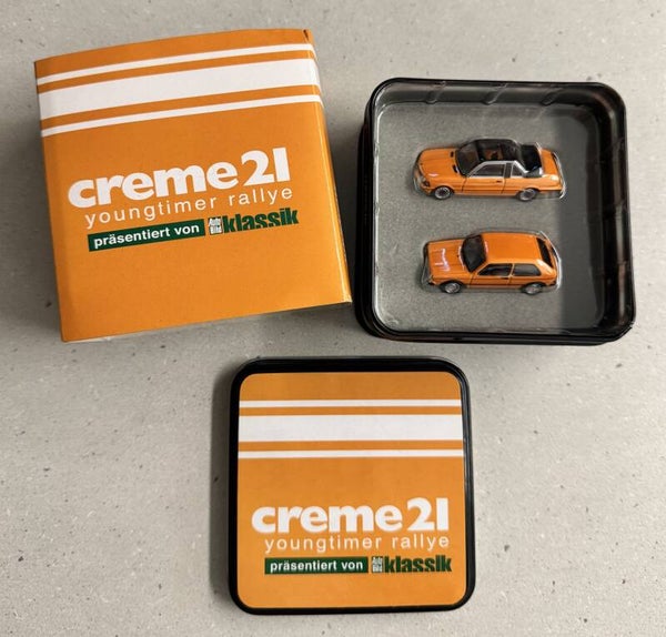 Modell Set Creme21 Jubiläumsedition 2011 VW Golf 1 und BMW 320i