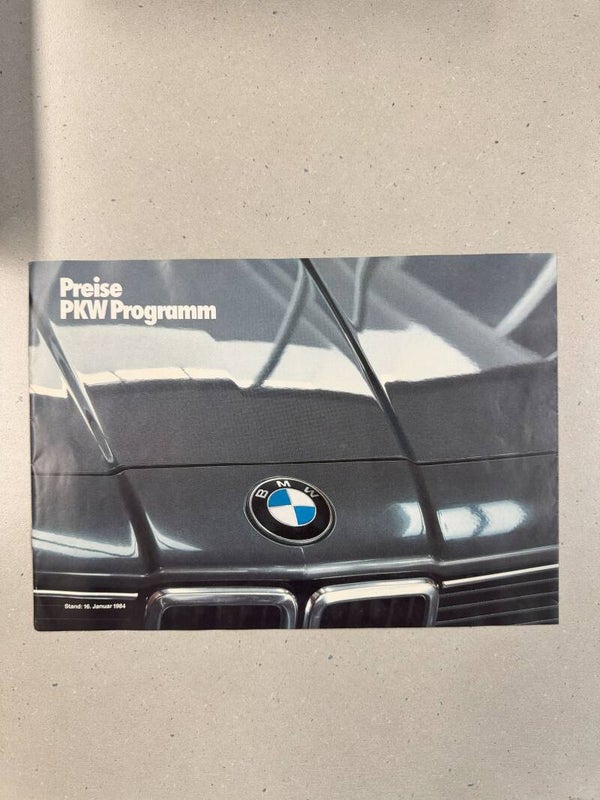 BMW PKW Preise Prospekt  (Stand: 1984)