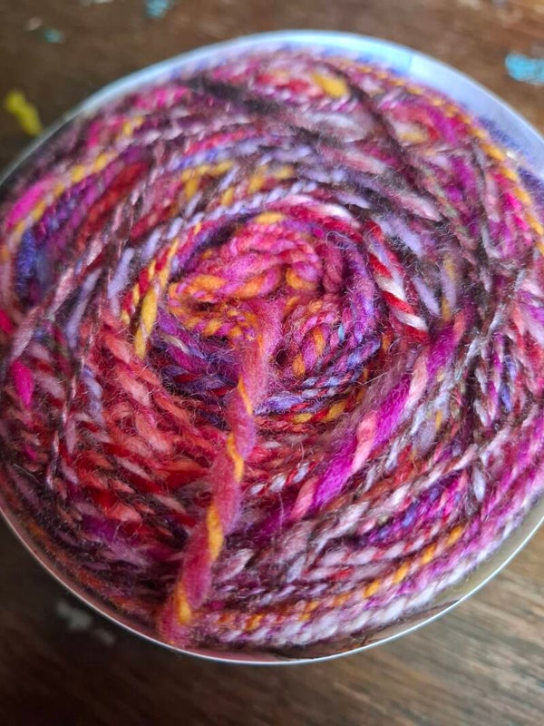 Nobbles & Slubs Handspun Luxury Yarn. Strawberry Feilds. Double Knit. 250 mtrs