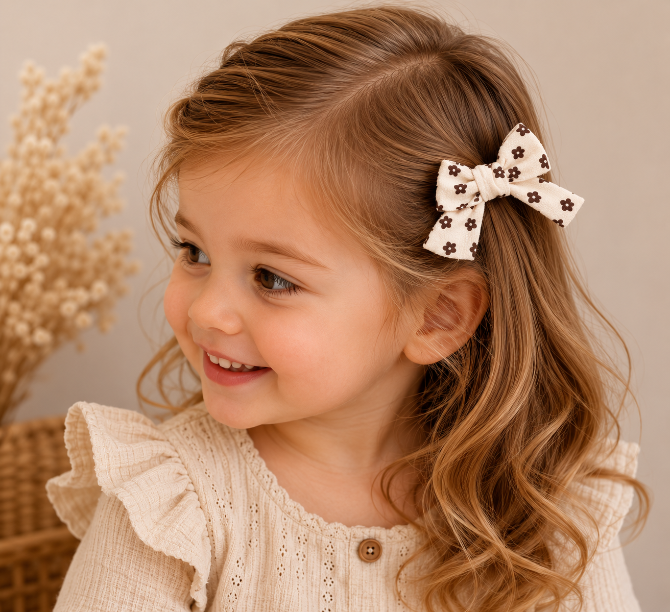 Daisy Bow Clip – Crème