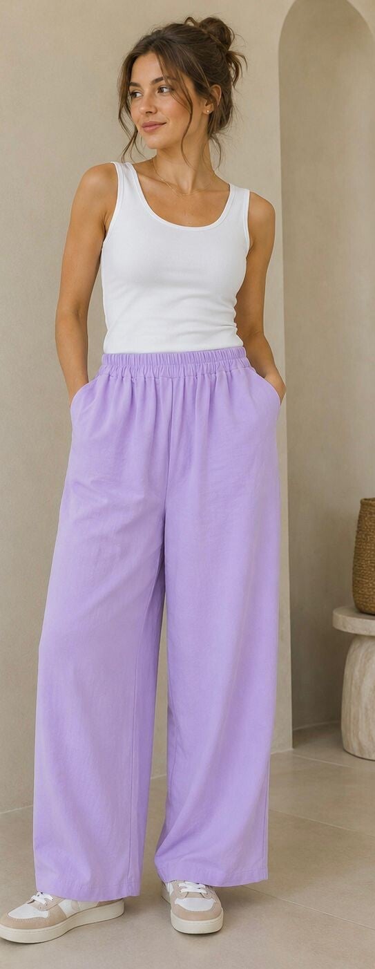 Luna Wide Leg Broek – Lila