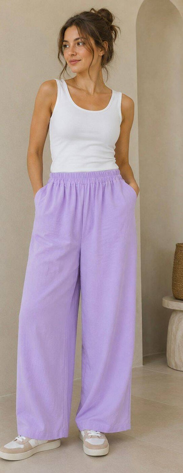 Luna Wide Leg Broek – Lila