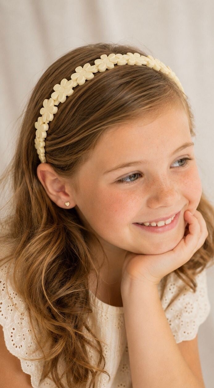 Flower Blossom Haarband – Crème Beige