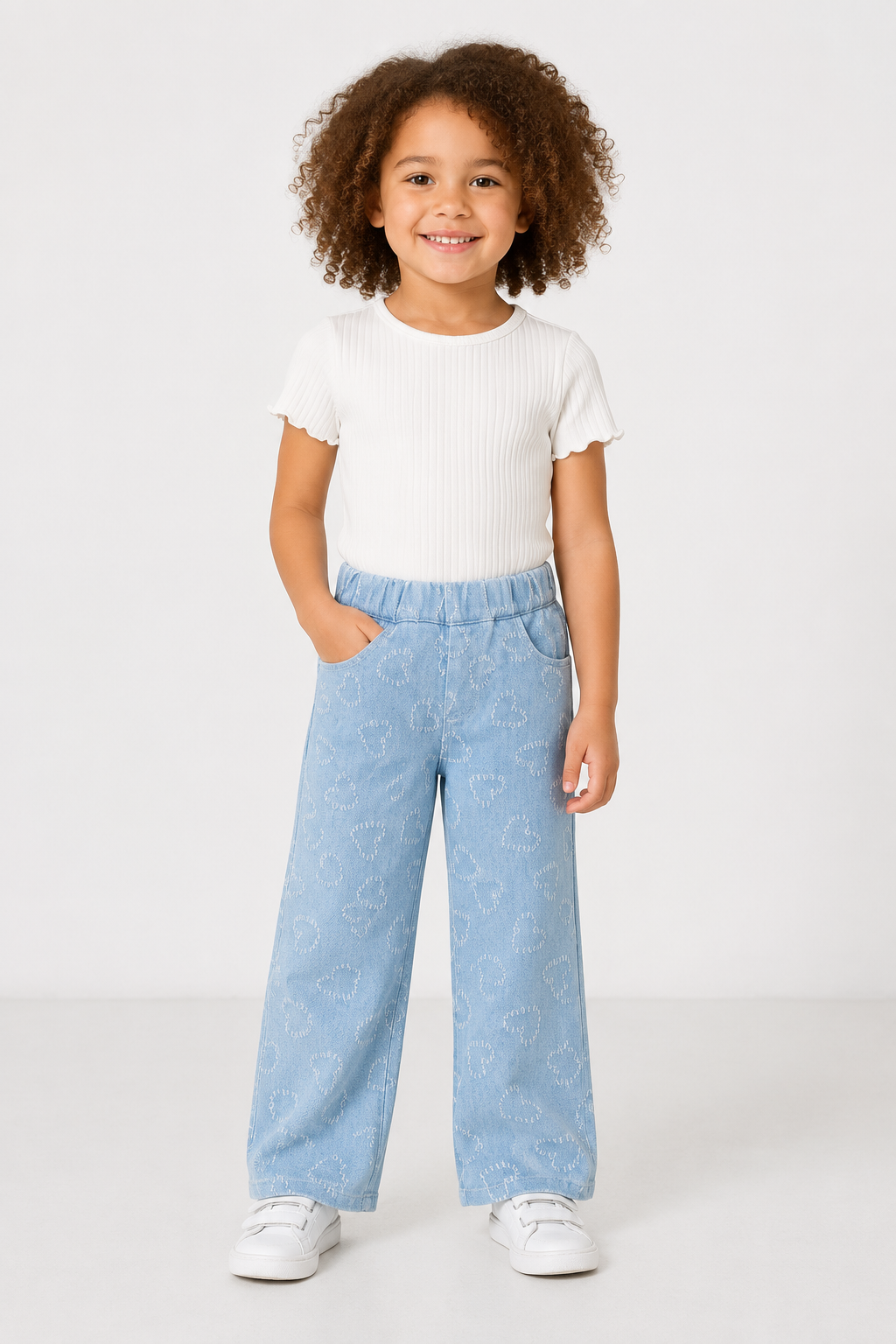 Heart Denim Wide Leg Broek