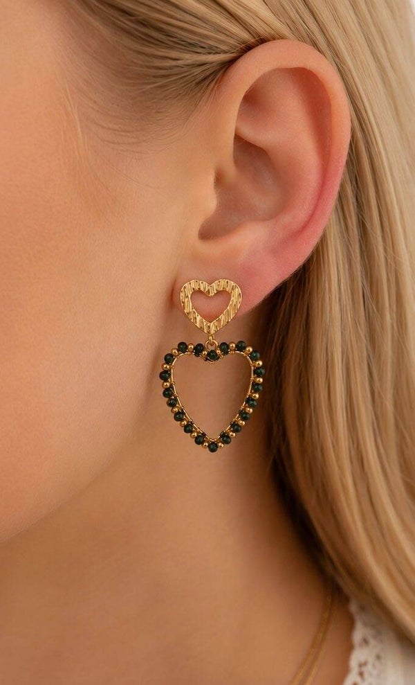 Emerald Heart Oorbellen – Goud & Groen