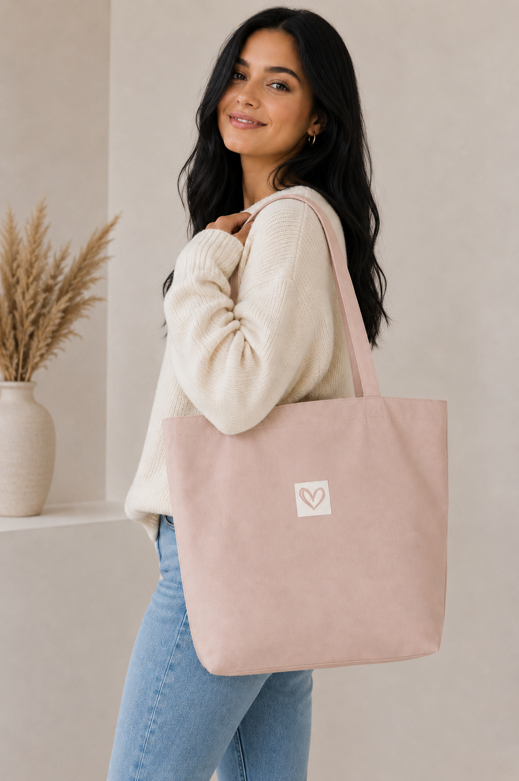 Heart Tote Bag Poeder Rose